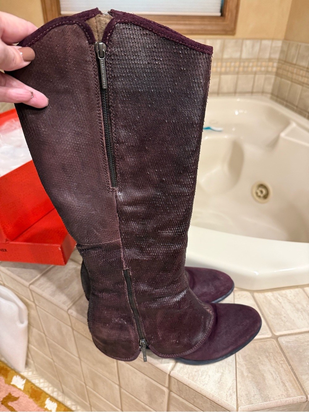 Donald J. Pliner Chianti/Burgundy Knee-High Leather Boots - Picture 3 of 13